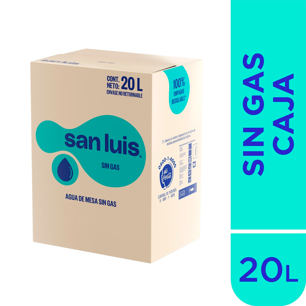 Agua SAN LUIS sin Gas Caja 20L