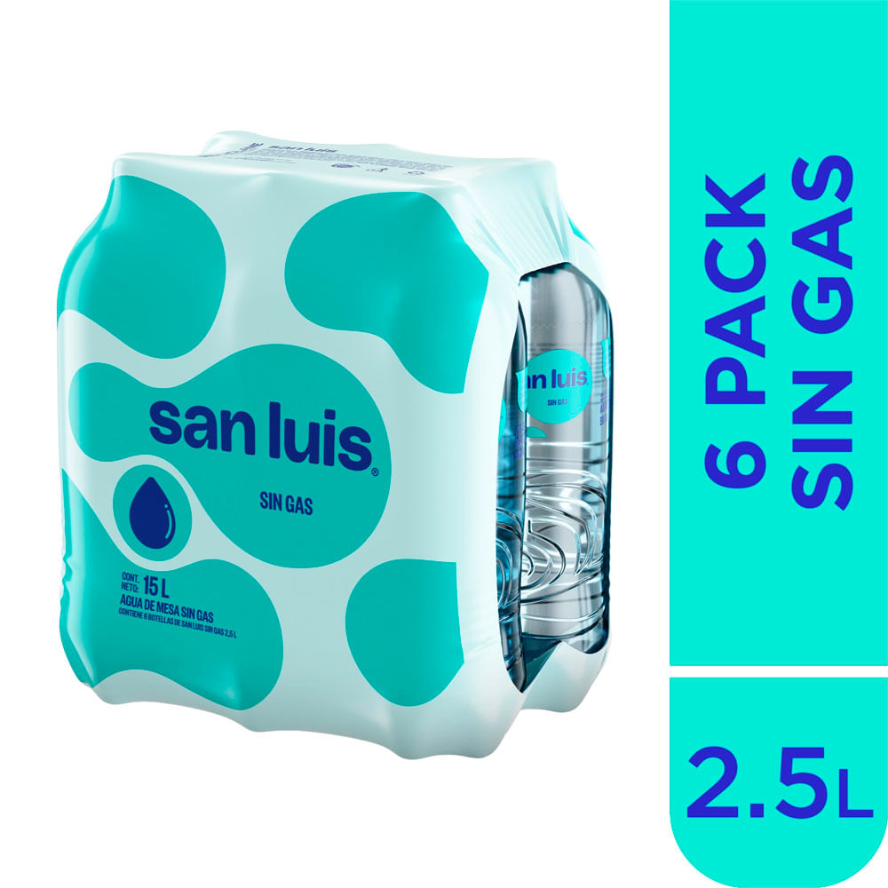 Agua Mineral SAN LUIS sin Gas Botella 2.5L Paquete 6un