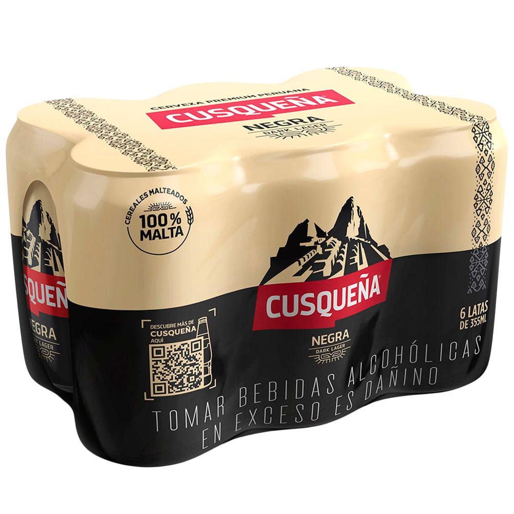 Cerveza CUSQUEÑA Negra Lata 355ml 6 Pack