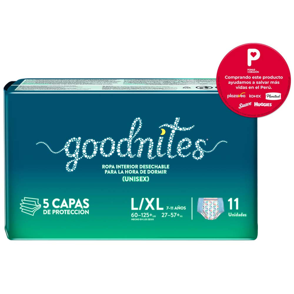 Pañales para Niños GOODNITES Talla L-XL Paquete 11un