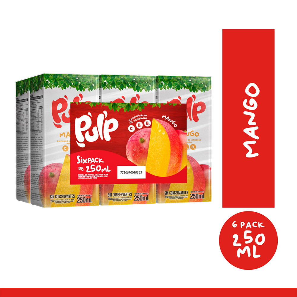 Bebida de Mango PULP Forti 250ml Paquete 6un