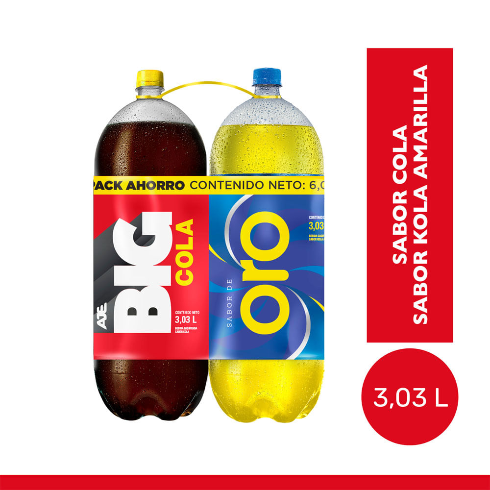 Pack Gaseosa BIG COLA Botella 3.03L + Gaseosa SABOR DE ORO Botella 3.03L