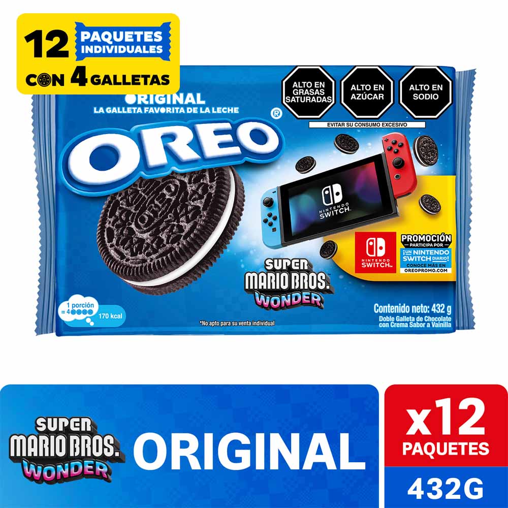 Galletas OREO sabor Original Paquete 12un