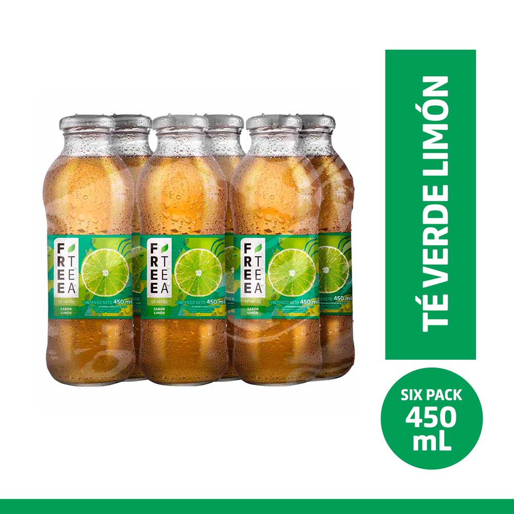 Té Verde FREE TEA Sabor Limón Botella 450ml Paquete 6un