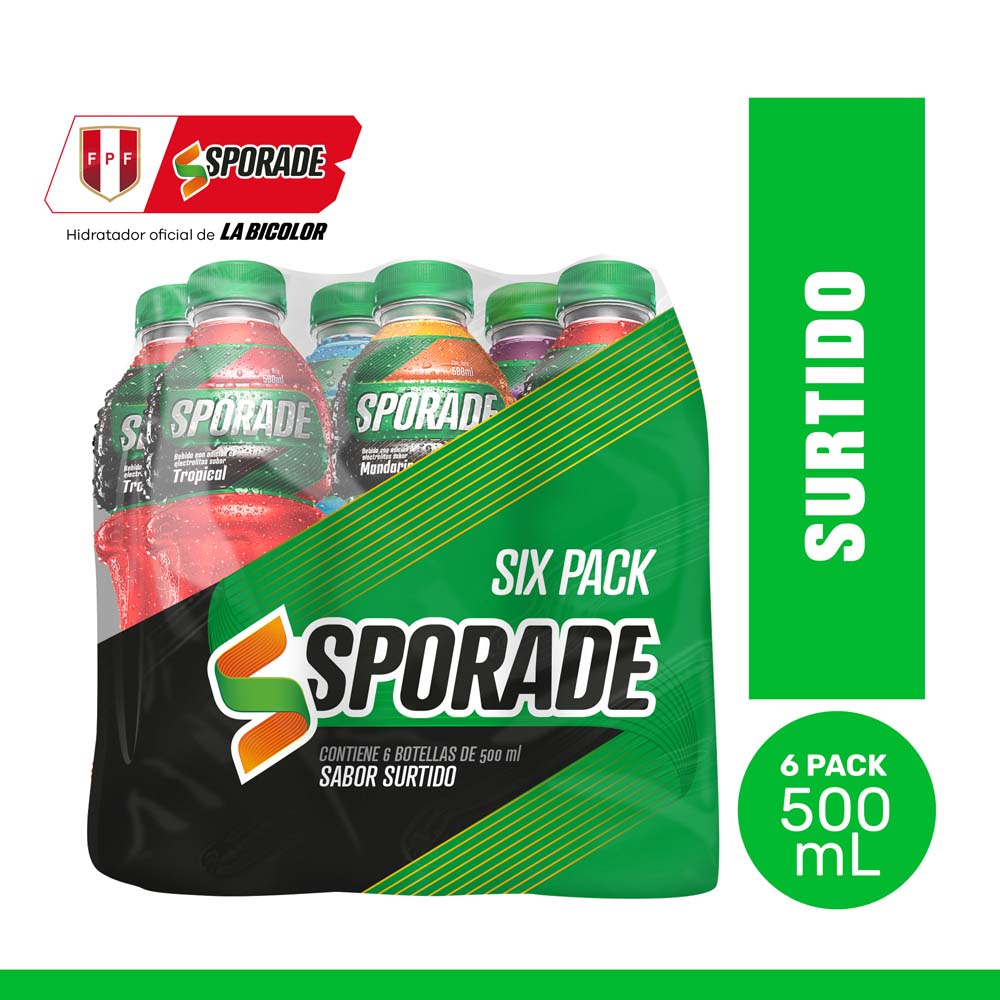 Bebida Rehidratante SPORADE Sabores Surtidos Botella 500ml Paquete 6un