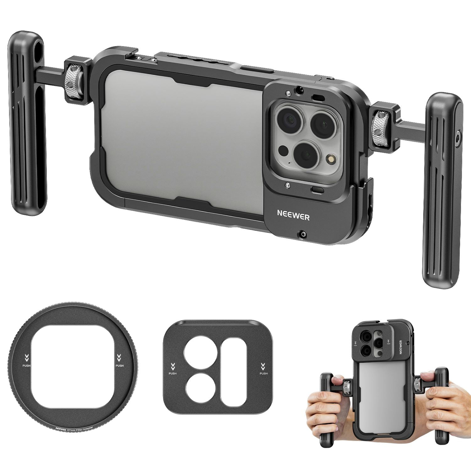 NEEWER iPhone 15 Pro Phone Cage Video Rig con Dual Handles  Estabilizador Smartphone Jaula