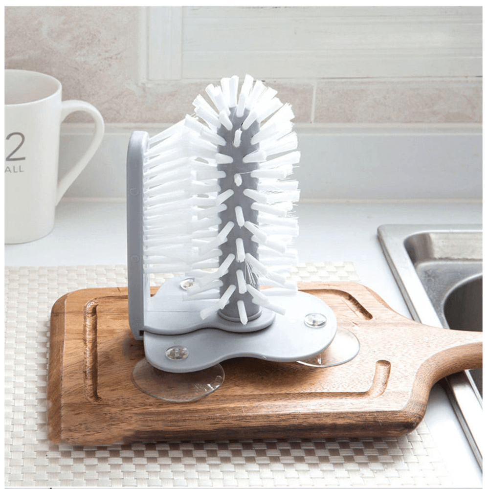 Limpiador De Tazas De Cristal // Cepillo Para Botellas // Accesorios De Cocina Para Fregadero 2 en 1