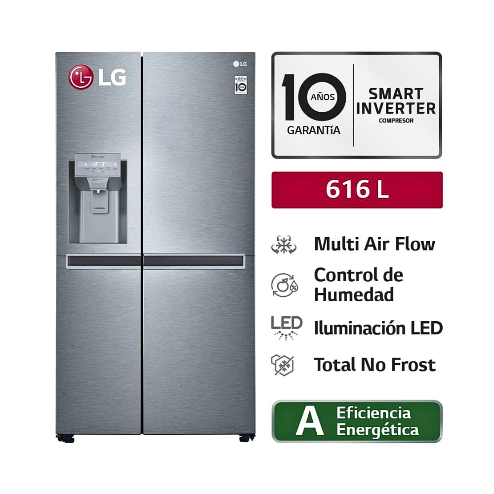 Refrigeradora LG Multi Air Flow Side by Side 616 Litros con Door Cooling LS66SPG
