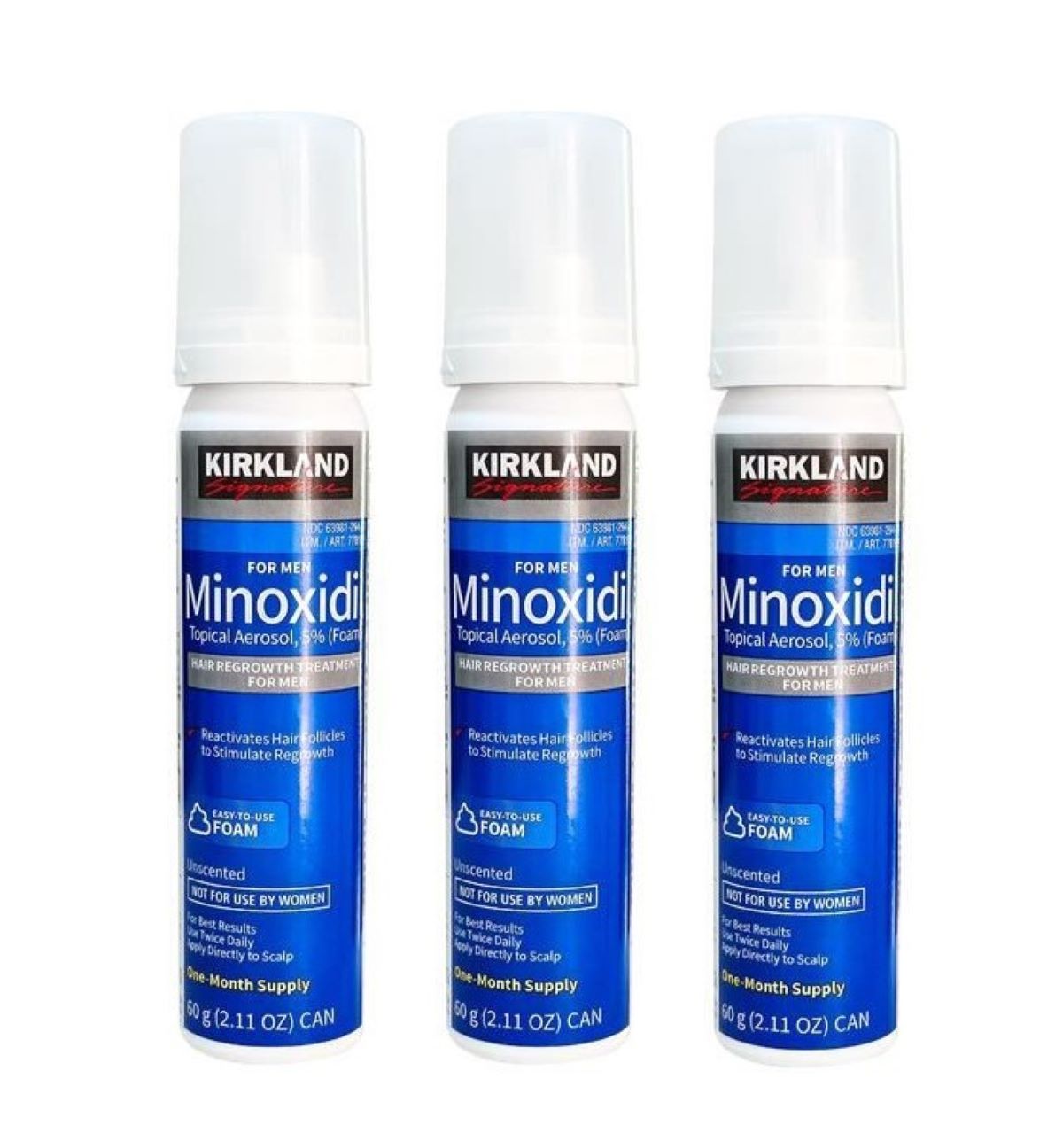 Minoxidil Kirkland Espuma x 3 frascos Cabello y barba