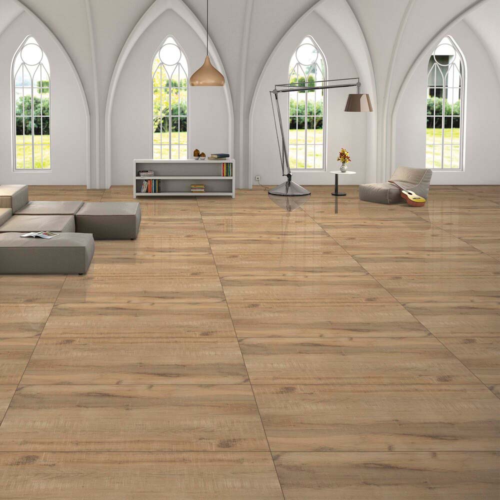 Piso Porcelanato Maderado Authentic Beige Pulido 60x120cm 1.44m2 Klipen