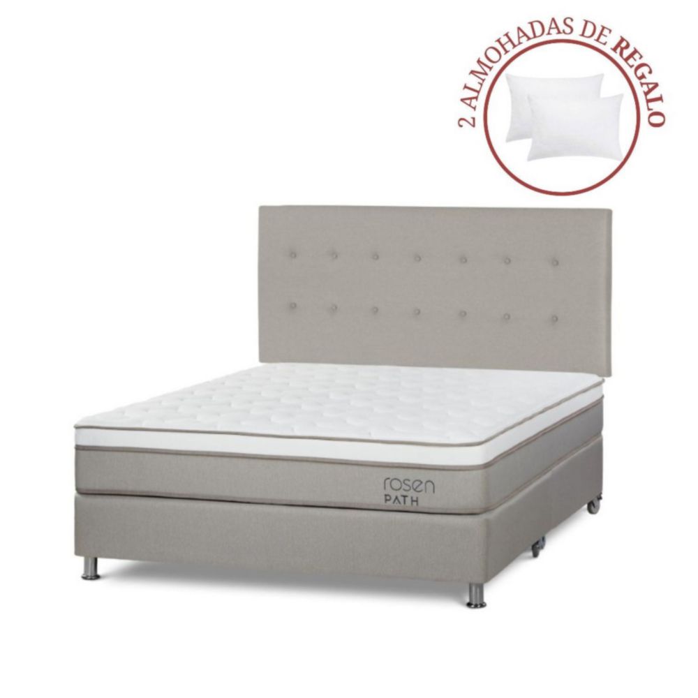 Dormitorio Path Queen + Respaldo West + 2 Almohadas