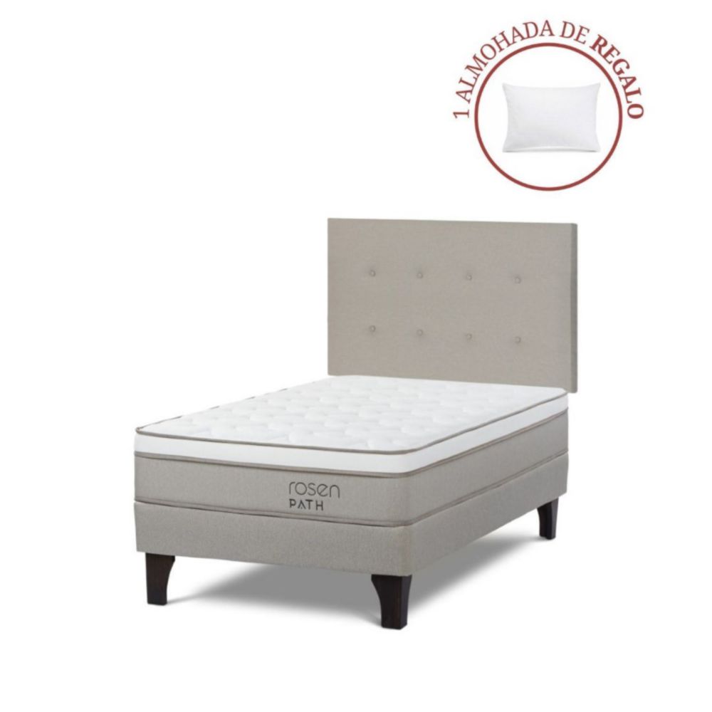 Dormitorio Europeo Path 1.5 Plazas + Respaldo West + 1 Almohada