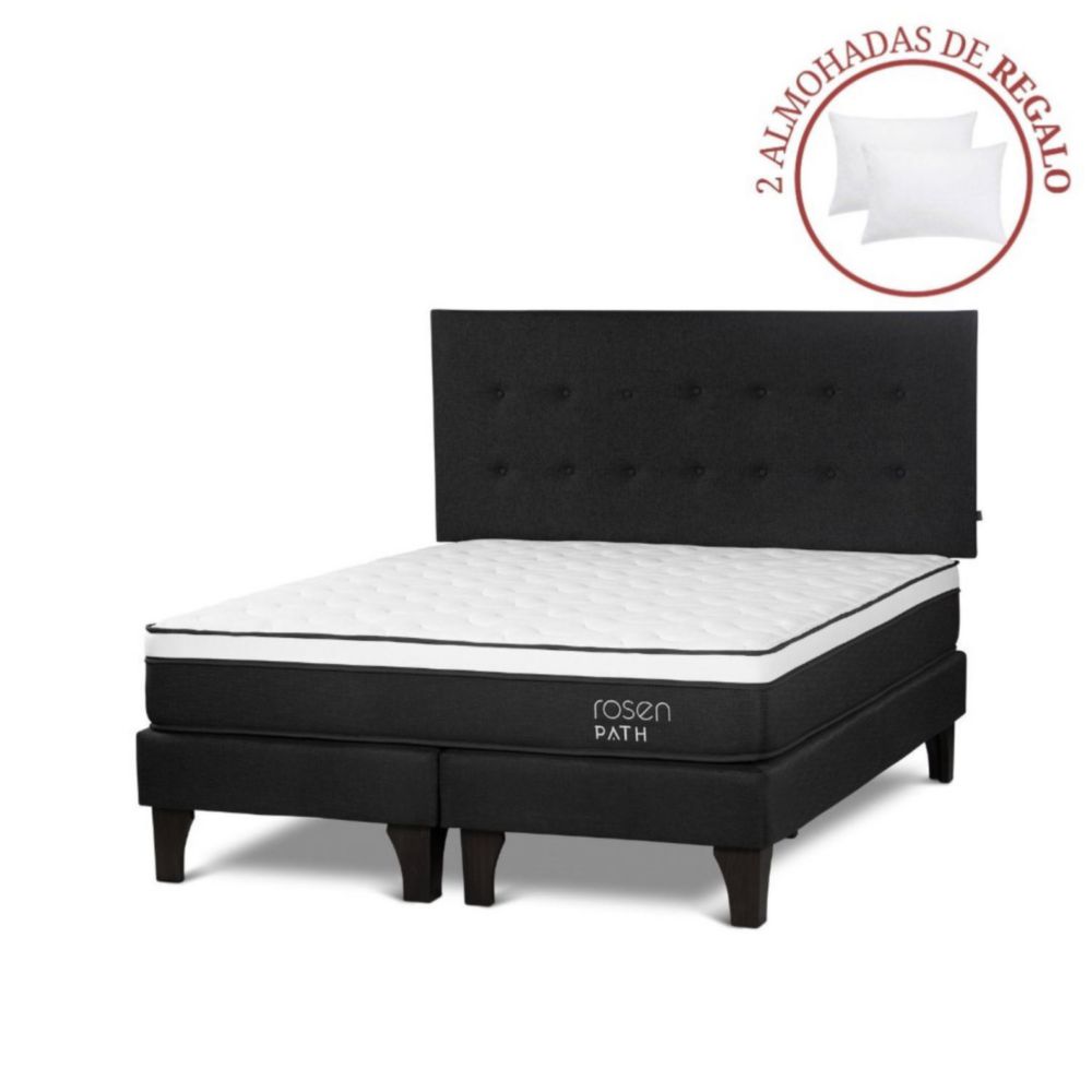 Dormitorio Europeo Path Queen + Respaldo West + 2 Almohadas