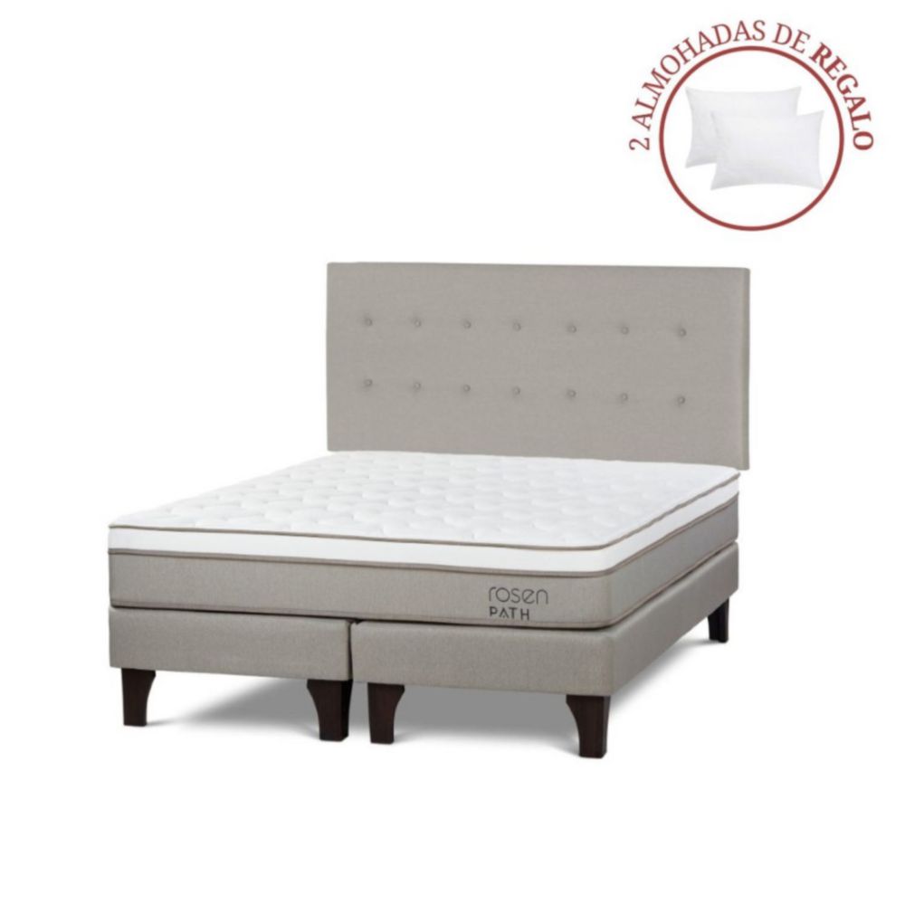 Dormitorio Europeo Path King + Respaldo West + 2 Almohadas