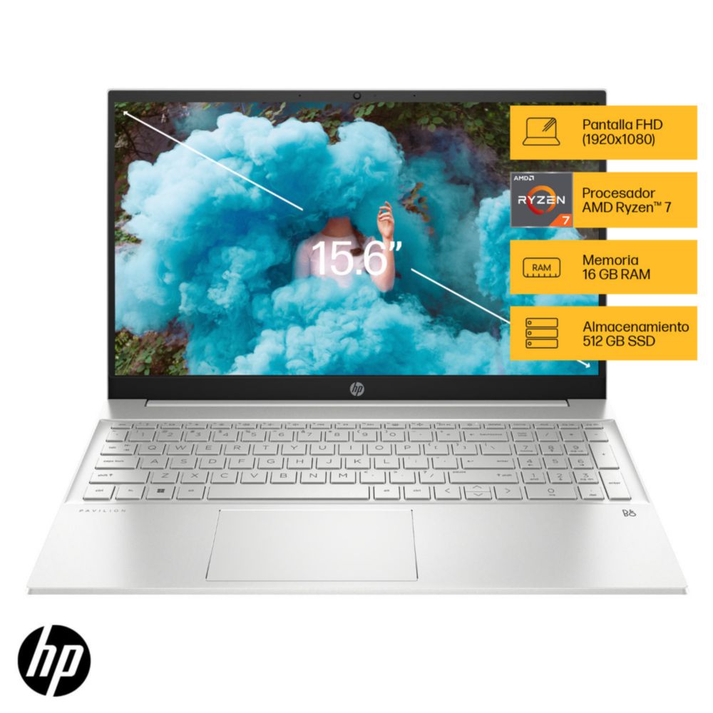 Laptop HP Pavilion 15-eh3002la AMD Ryzen™ 7 -7730U 16GB RAM 512GB SSD 15.6" Silver