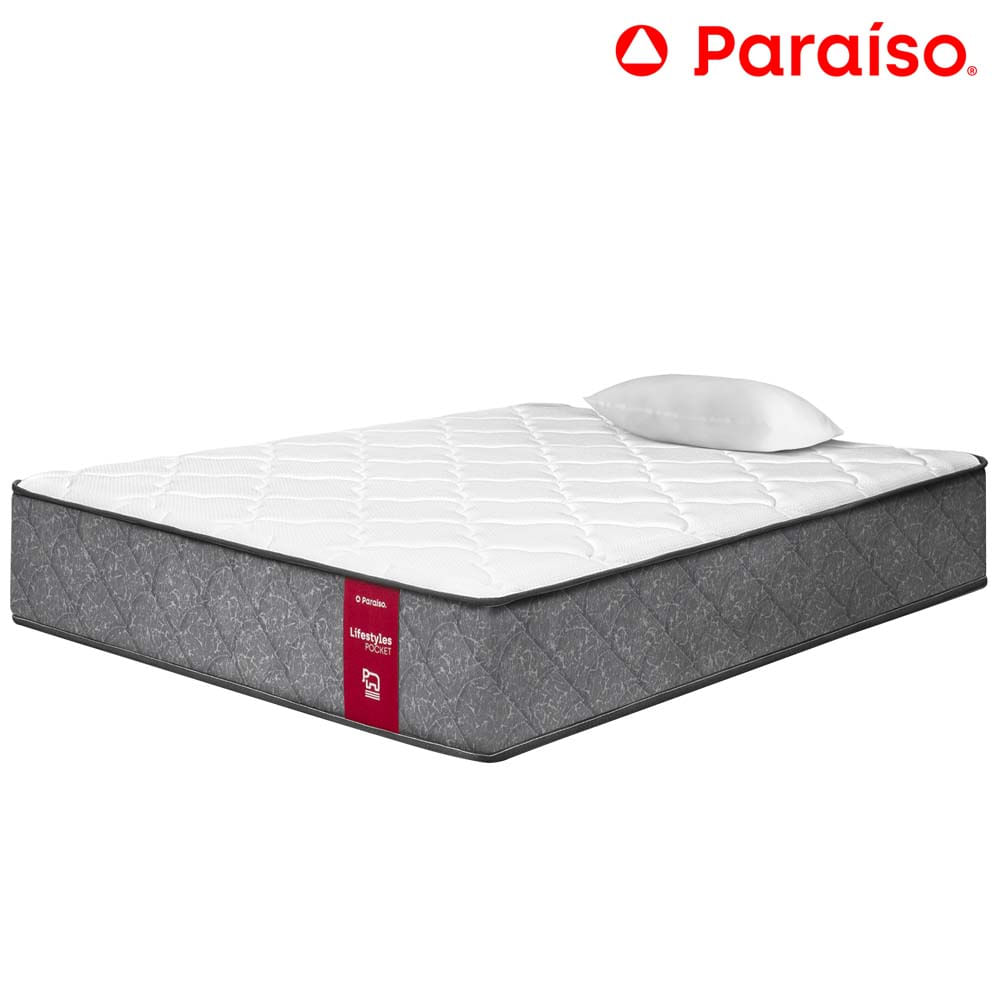 Colchón PARAISO Lifestyles Pocket 1.5 Plazas + 1 Almohada + 1 Protector