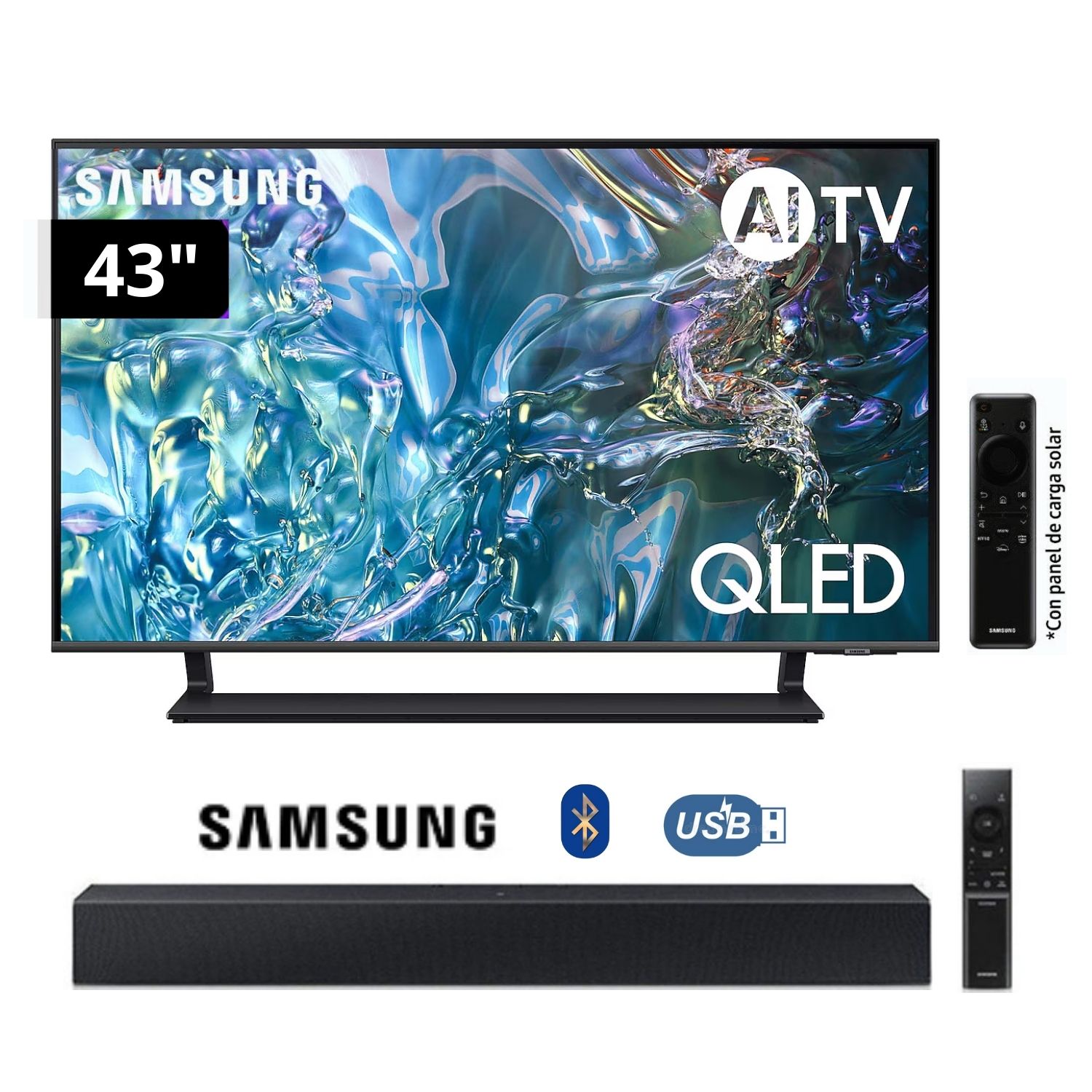 Televisor Samsung QLED Tizen OS Smart Tv 43 4K QN43Q65DAGXPE + Soundbar HW-C400