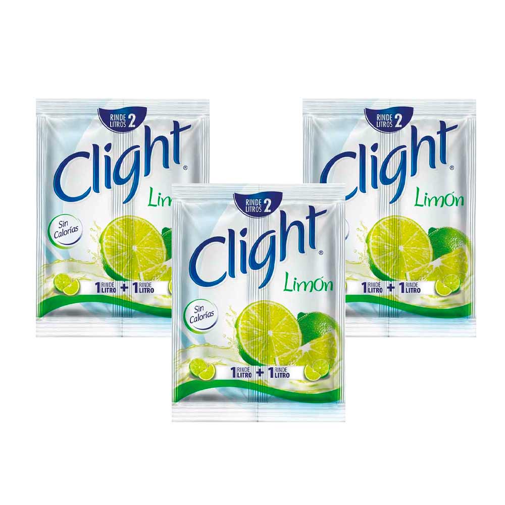 Pack Bebida Instantánea en Polvo CLIGHT Sin Calorías Sabor Limon en Sobre 14g x 3un