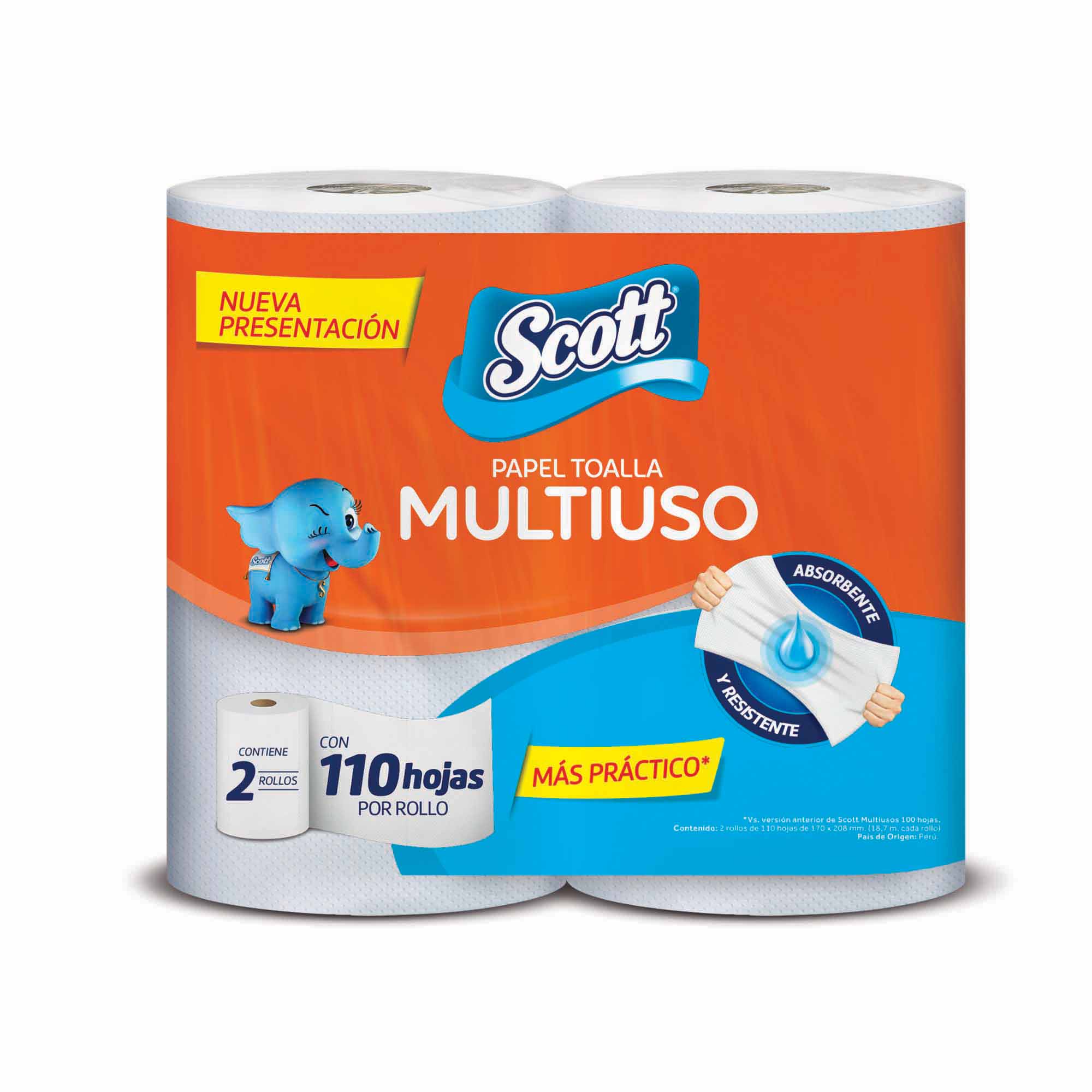 Papel Toalla SCOTT Multiusos 2 en 1 Paquete 2un