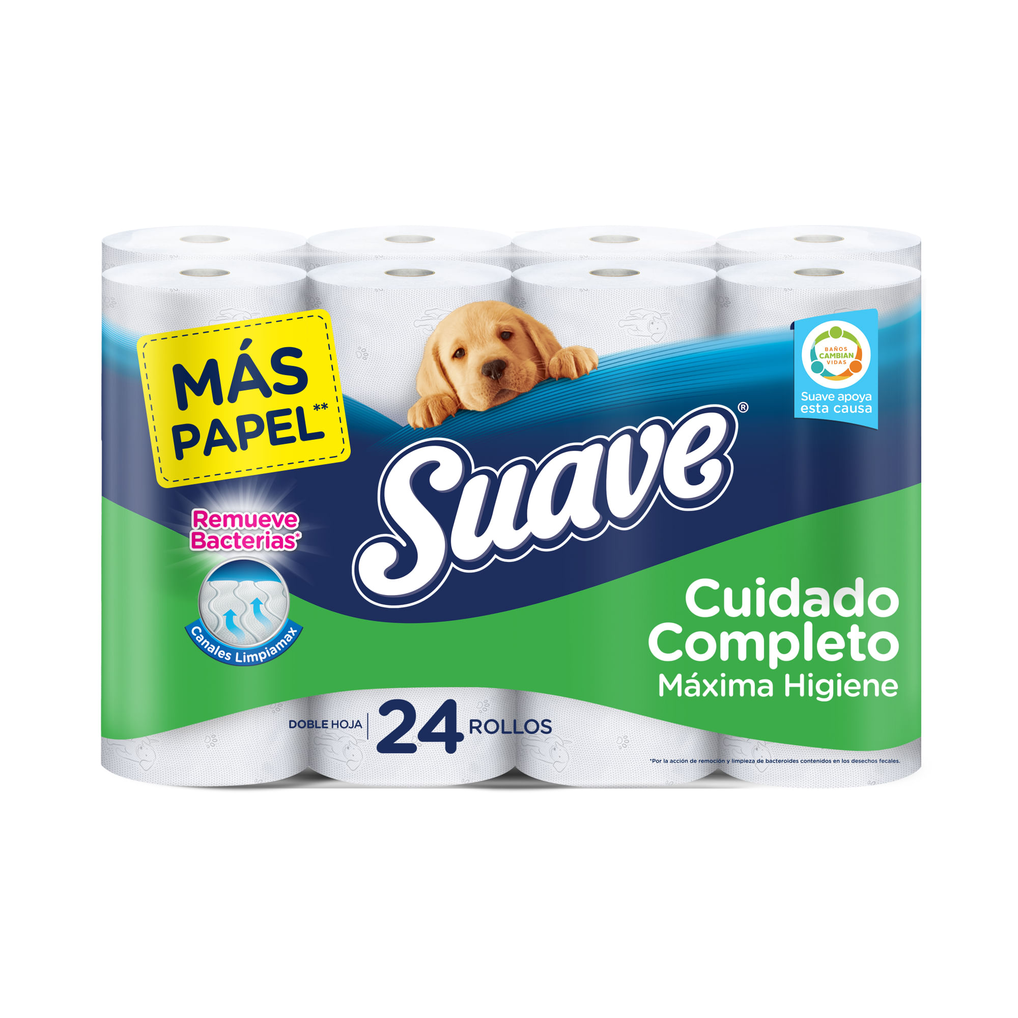 Papel Higiénico SUAVE Cuidado Completo Doble Hoja Paquete 24un