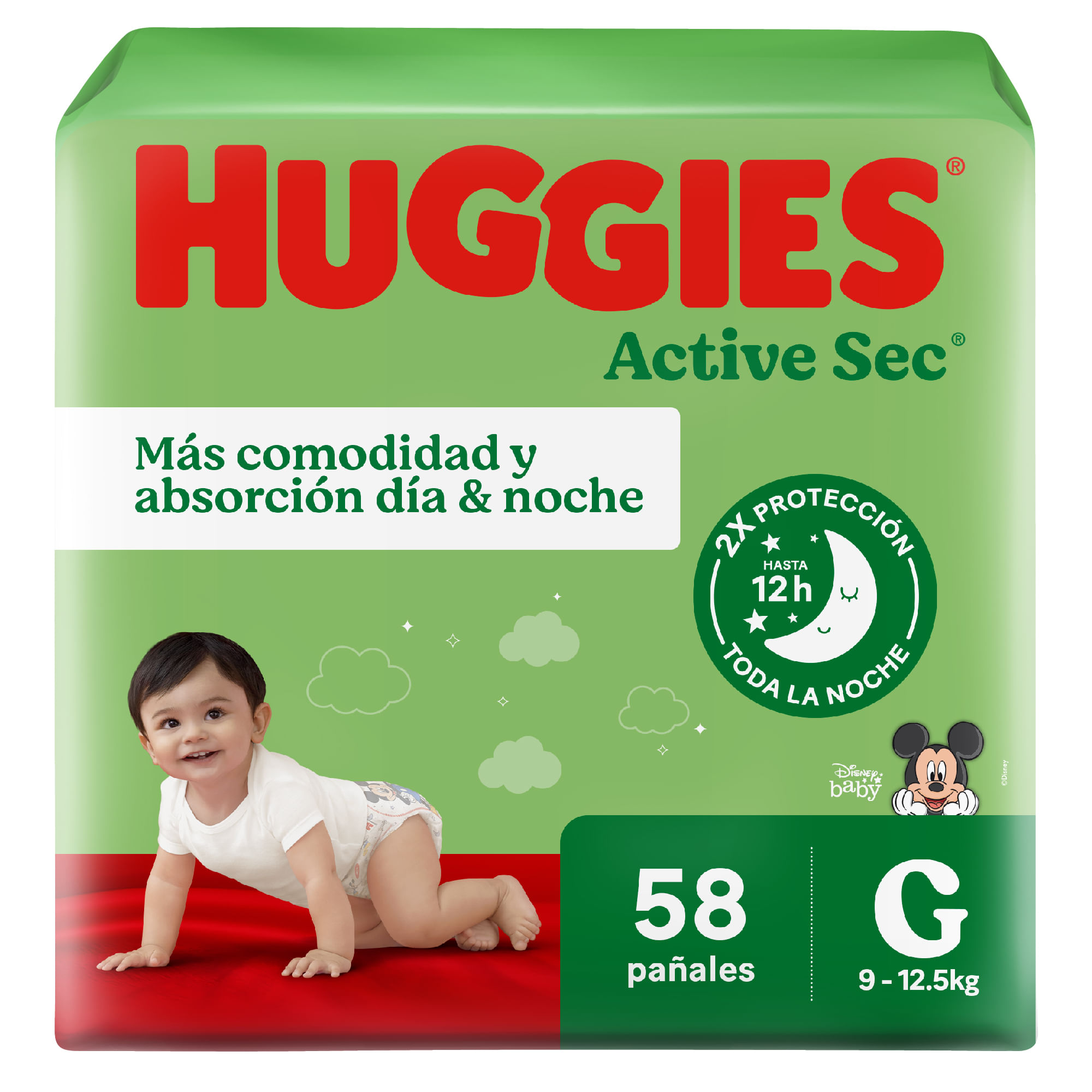 Pañales HUGGIES Hiper Active Sec Talla G Paquete 58un