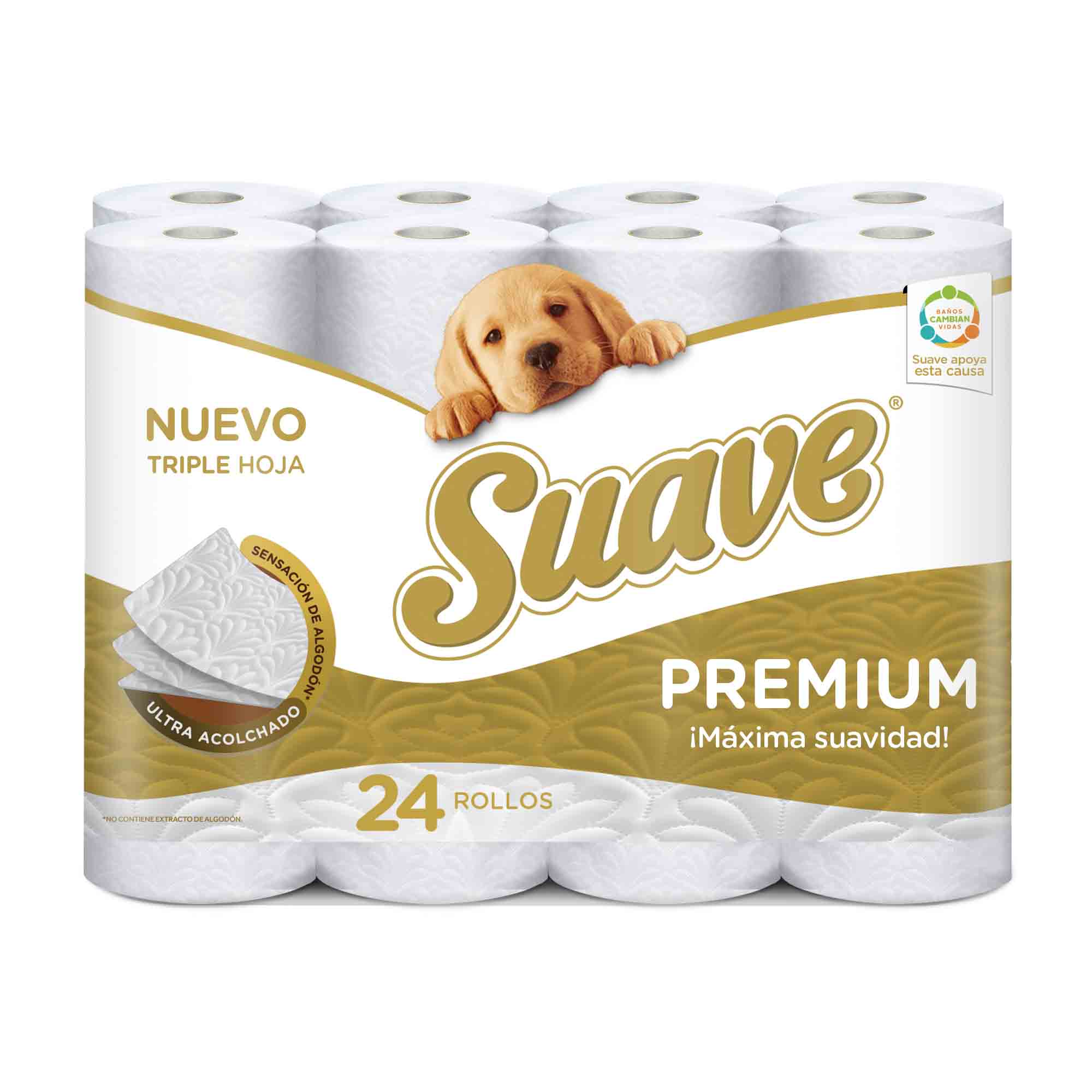 Papel Higiénico SUAVE Premium Confort Triple Hoja Paquete 24un