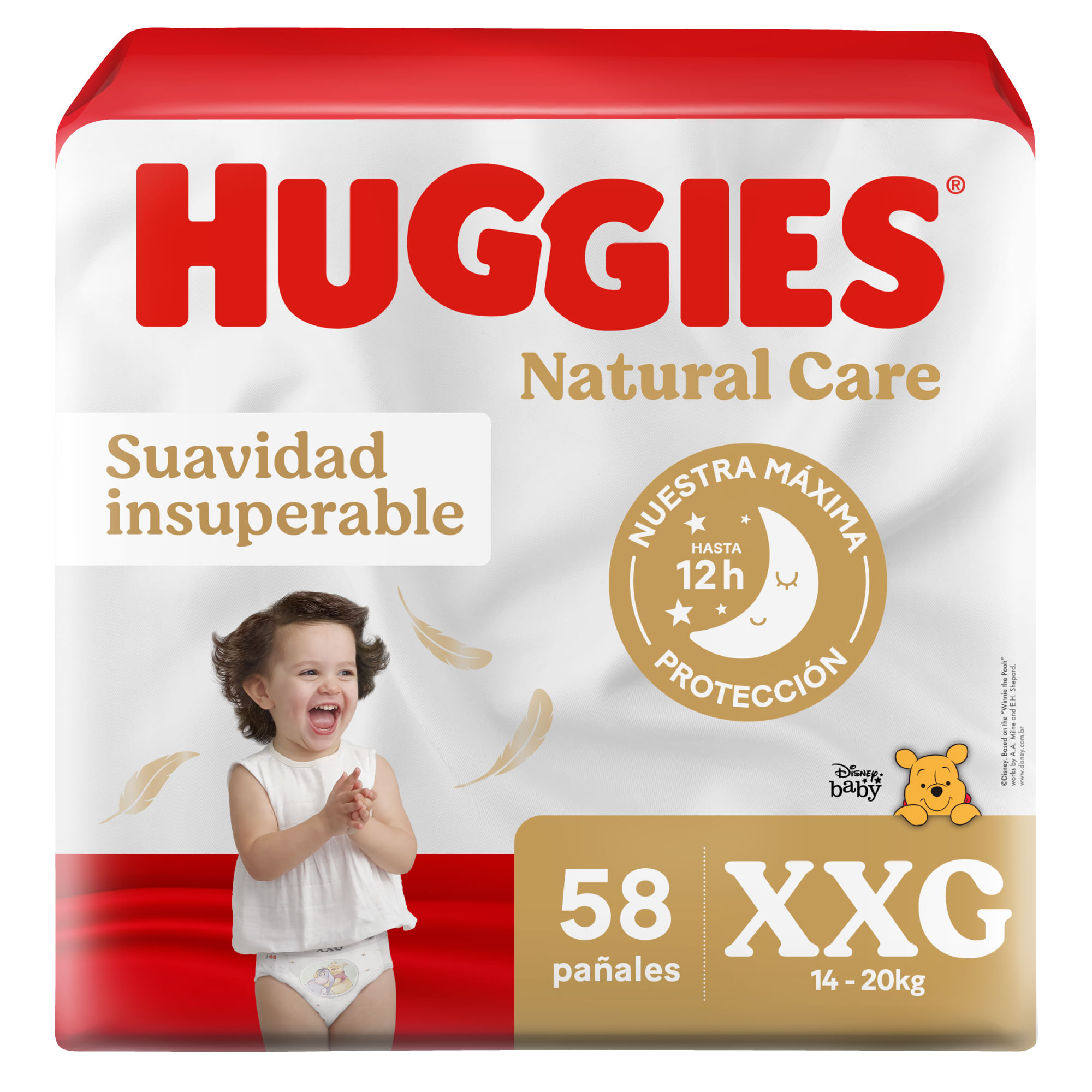 Pañales para Bebé HUGGIES Natural Care Talla XXG Paquete 58un