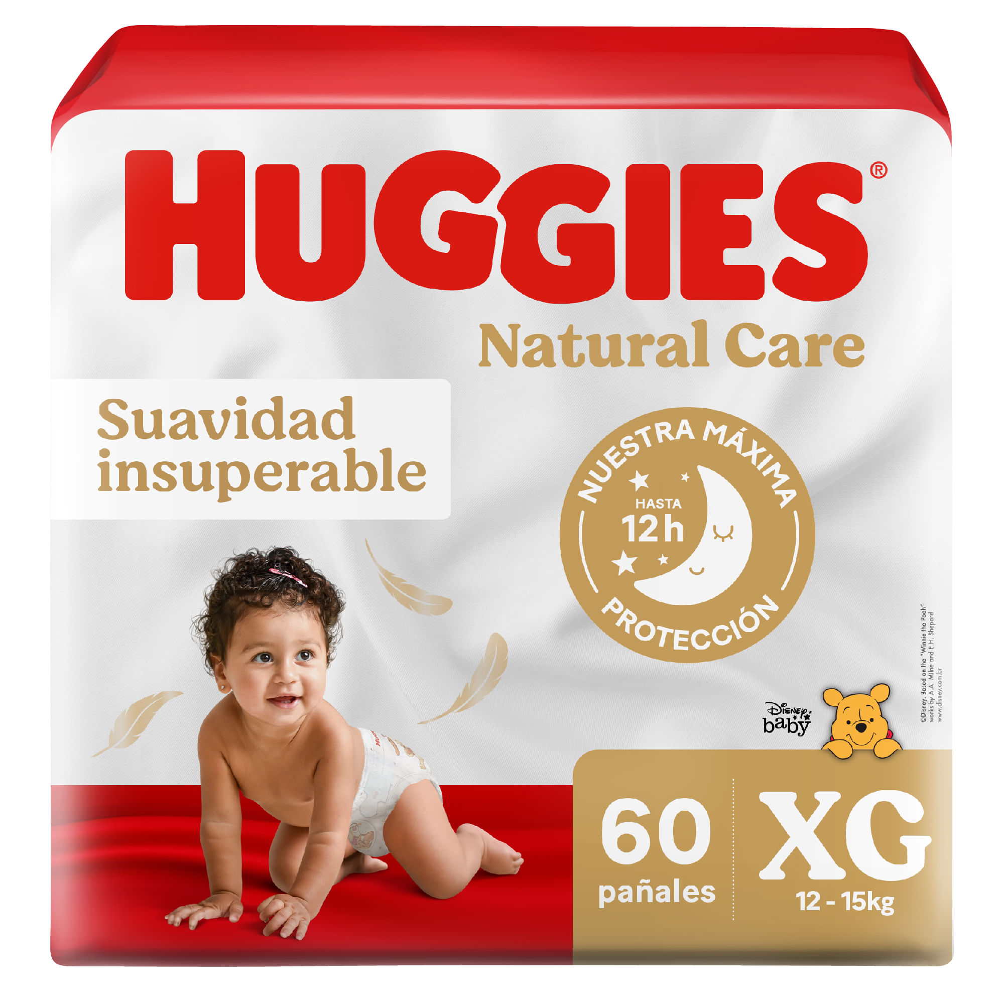 Pañales para Bebé HUGGIES Natural Care Talla XG Paquete 60un