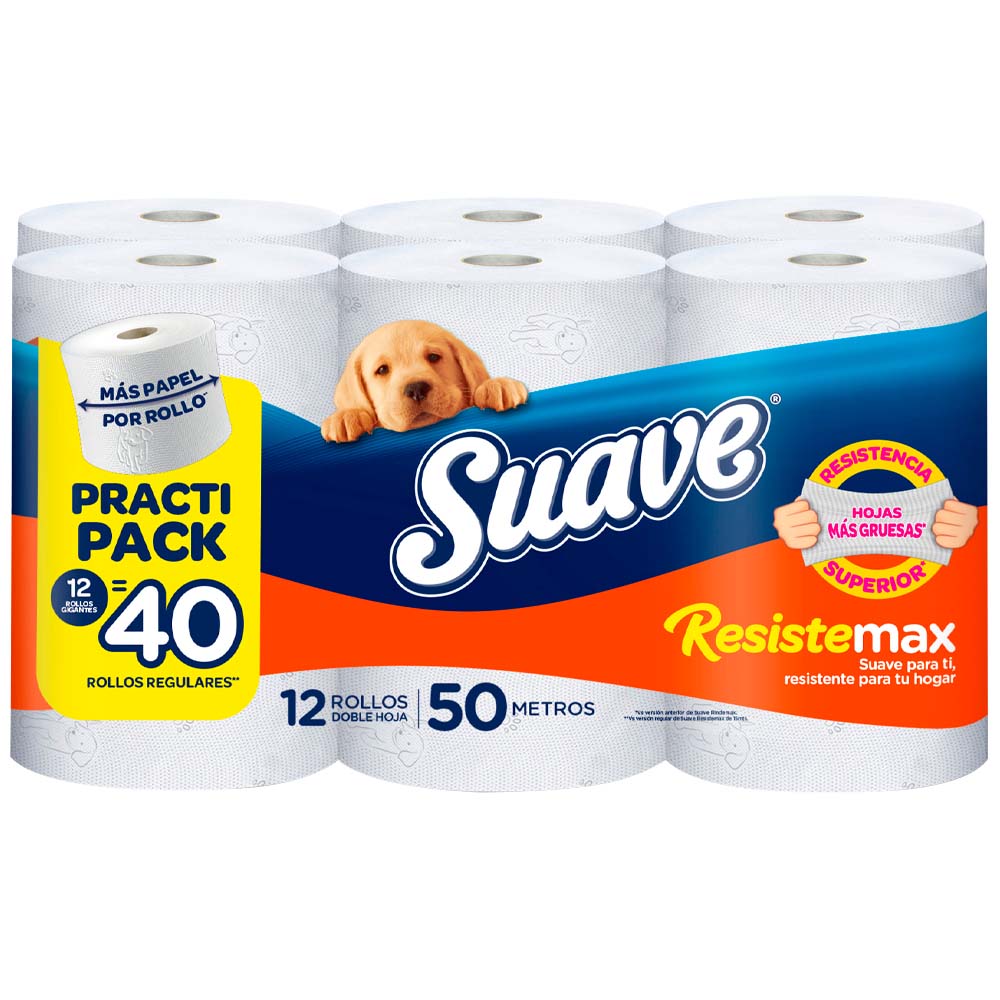 Papel Higiénico SUAVE Resistemax Bolsa 12un