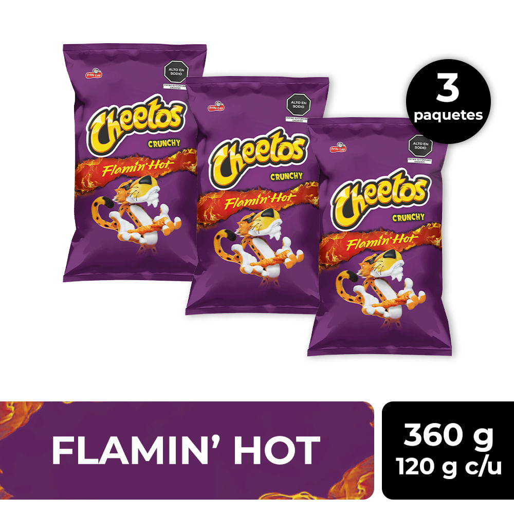 Pack Piqueos CHEETOS Flamin Hot Bolsa 120g x 3un