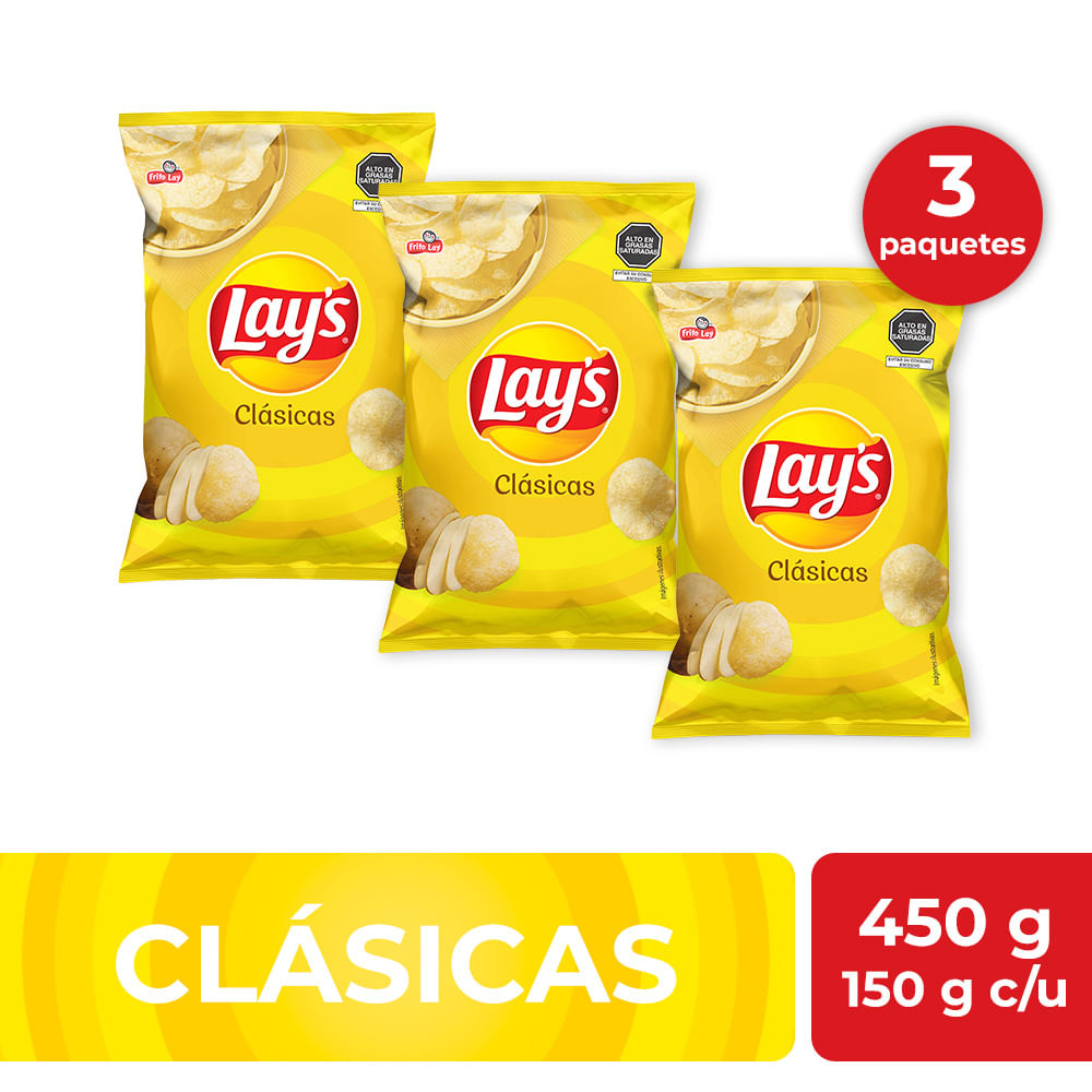 Pack Papas LAY'S Clásicas Bolsa 150g x 3un