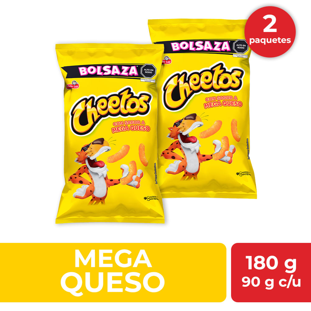 Pack Piqueos CHEETOS Mega Queso Bolsa 90g x2un