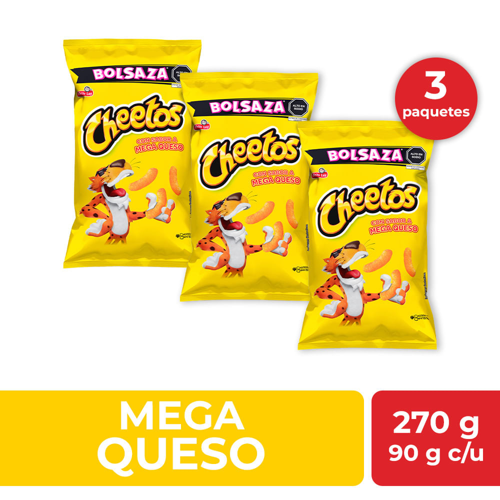 Pack Piqueos CHEETOS Mega Queso Bolsa 90g x3un