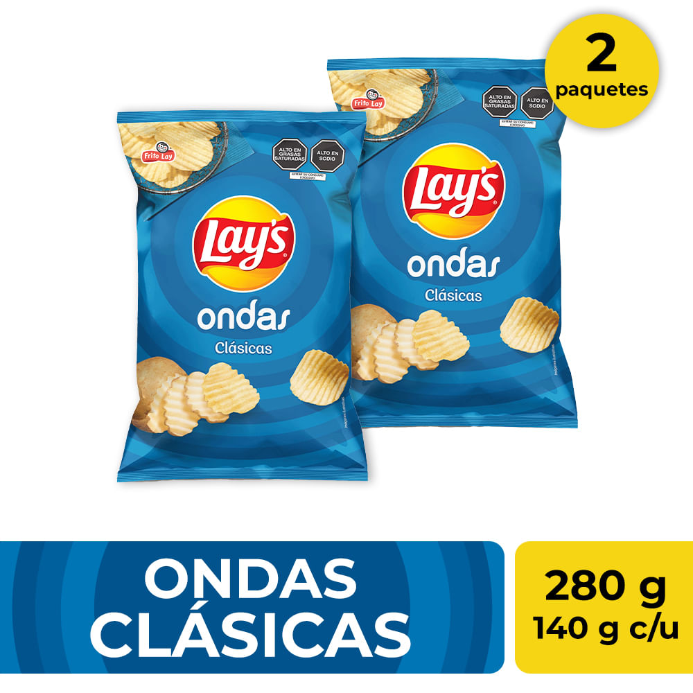 Pack Papas LAY'S Ondas Clásicas Bolsa 140g x2un