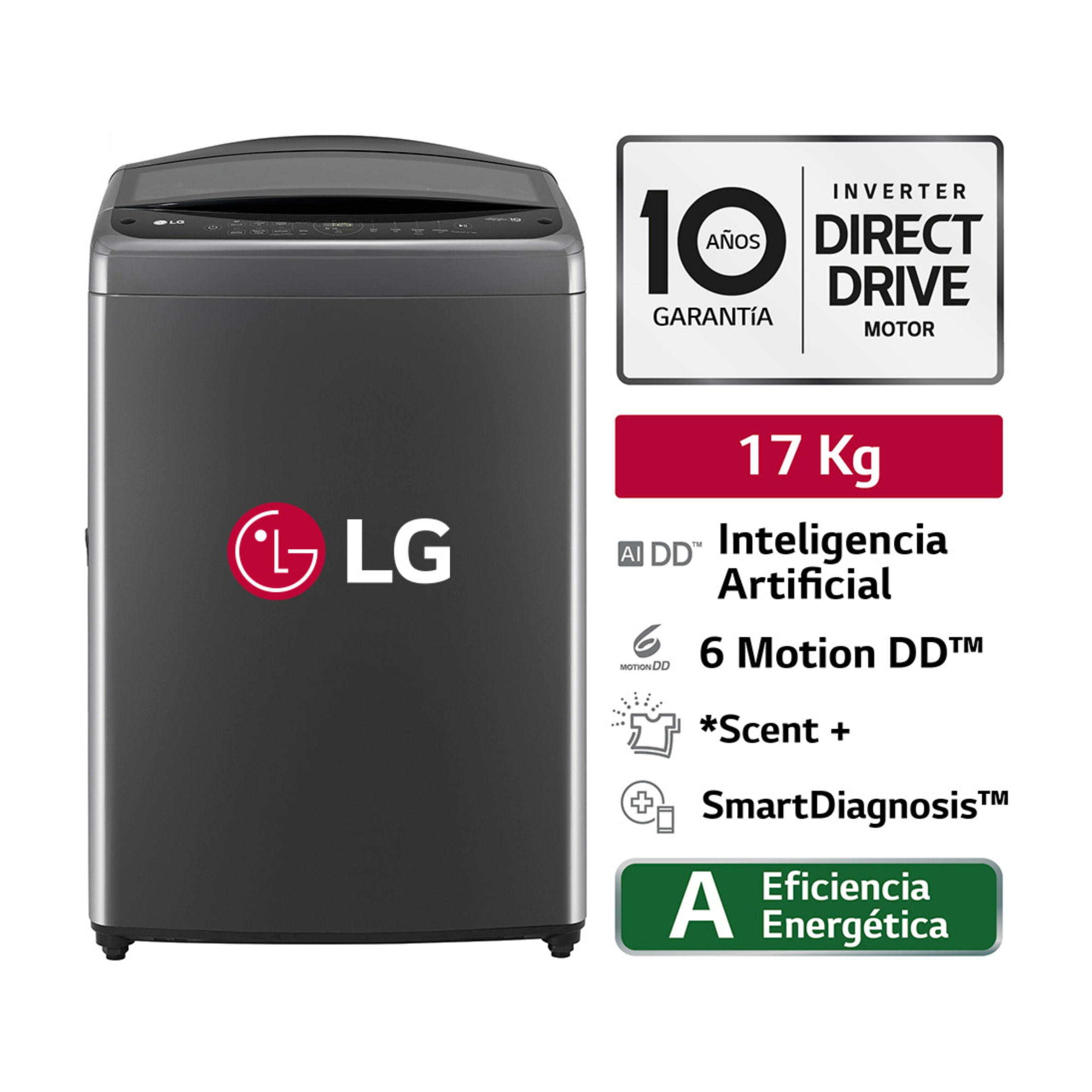 Lavadora LG WT17BV6T AI DD Carga Superior 17kg Negro