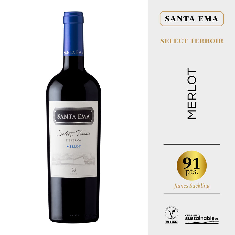 Vino Tinto SANTA EMA Select Terrior Reserva Merlot Botella 750ml