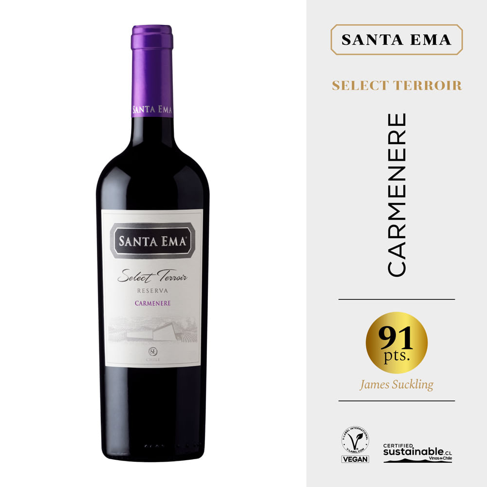 Vino Tinto SANTA EMA Select Terrior Reserva Carmenere Botella 750ml