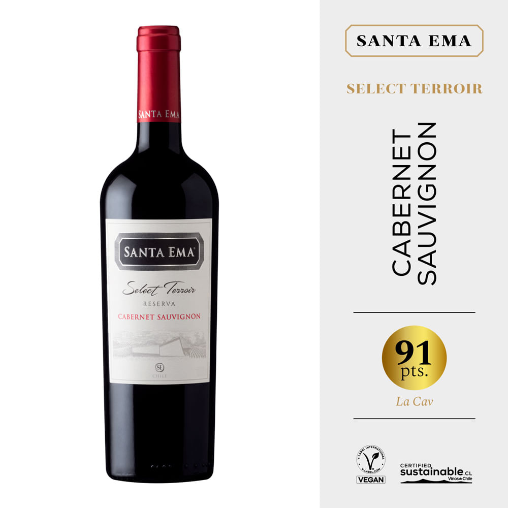 Vino Tinto SANTA EMA Select Terrior Reserva Cabernet Sauvignon Botella 750ml