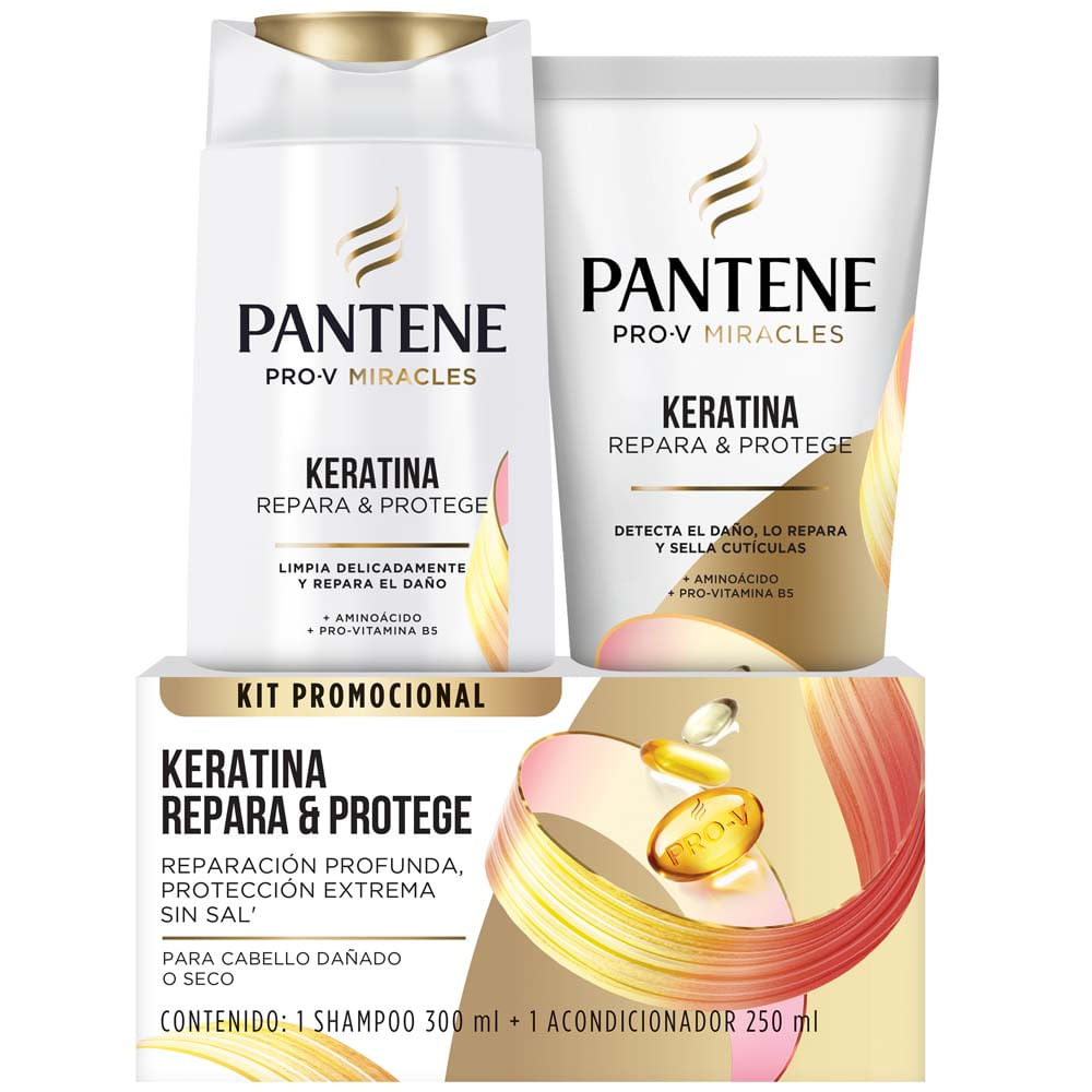 Shampoo PANTENE Keratina Frasco 300ml + Acondicionador PANTENE Keratina Tubo 250ml