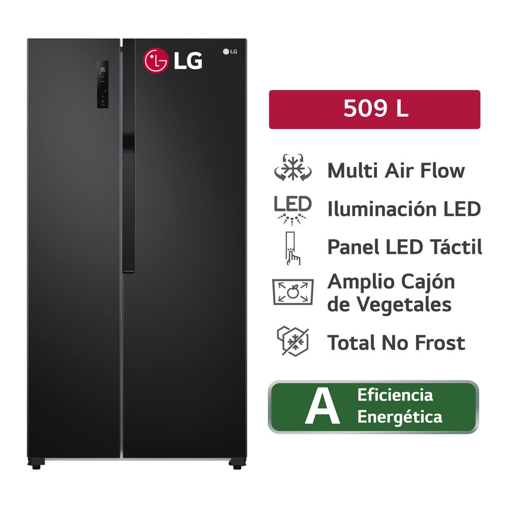 Refrigeradora LG Side by Side GS51MPD 509L Negro Acero