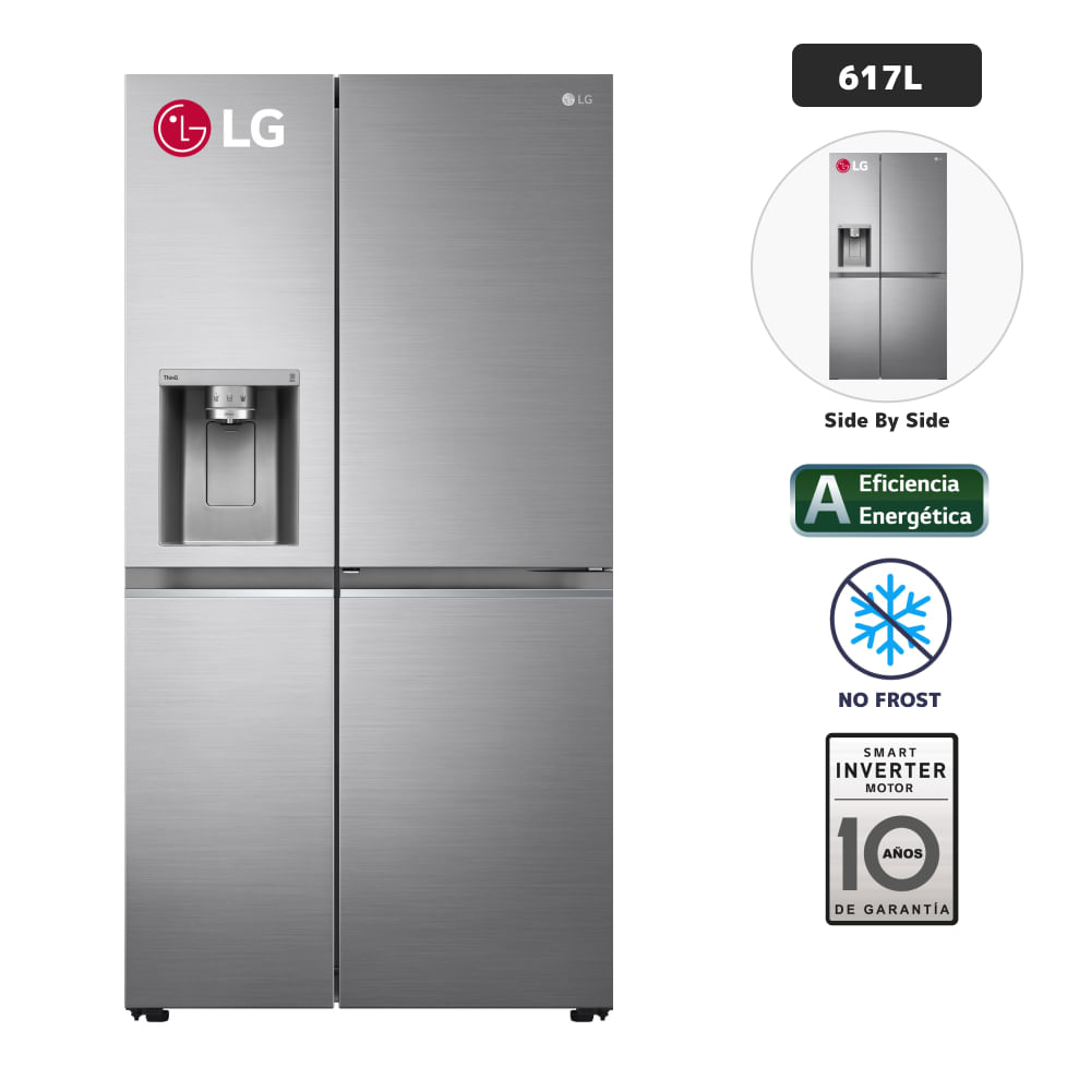 Refrigeradora LG 617L No Frost GS66SDP Plateado