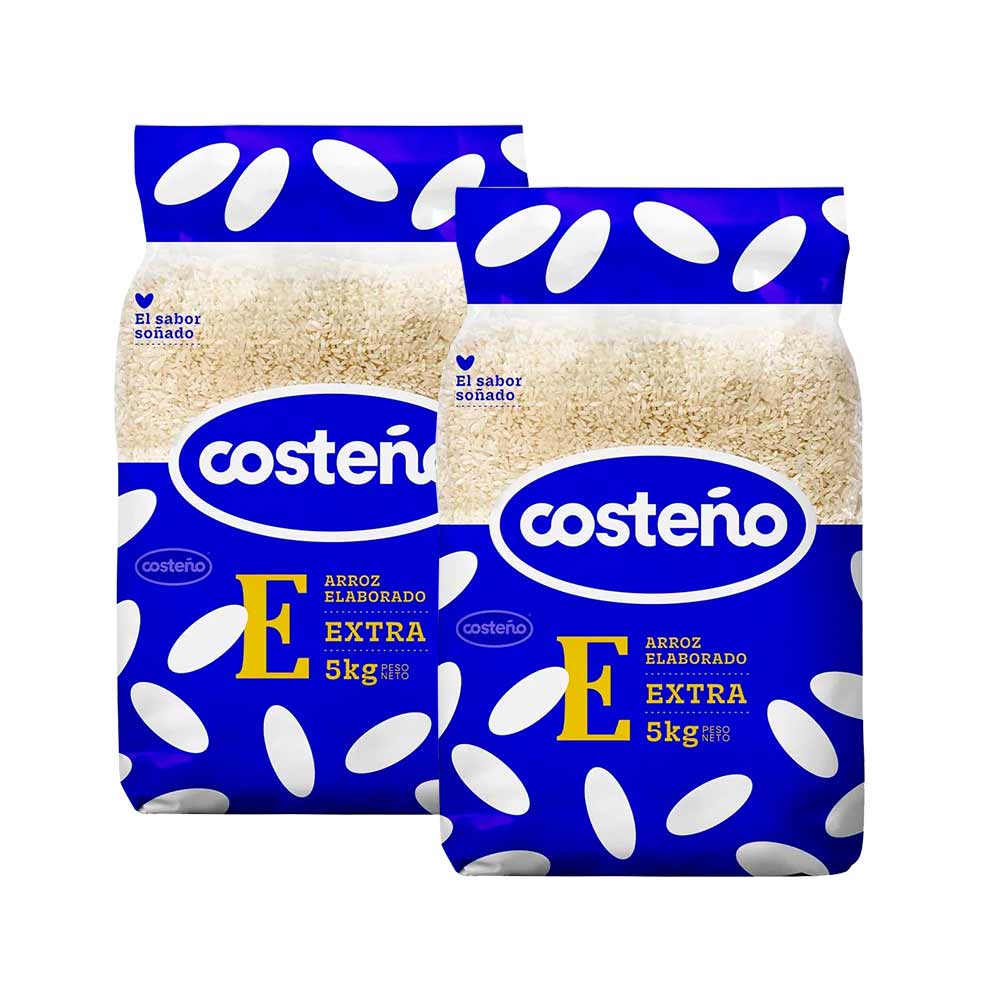 Pack Arroz Extra COSTEÑO Bolsa 5kg x2un