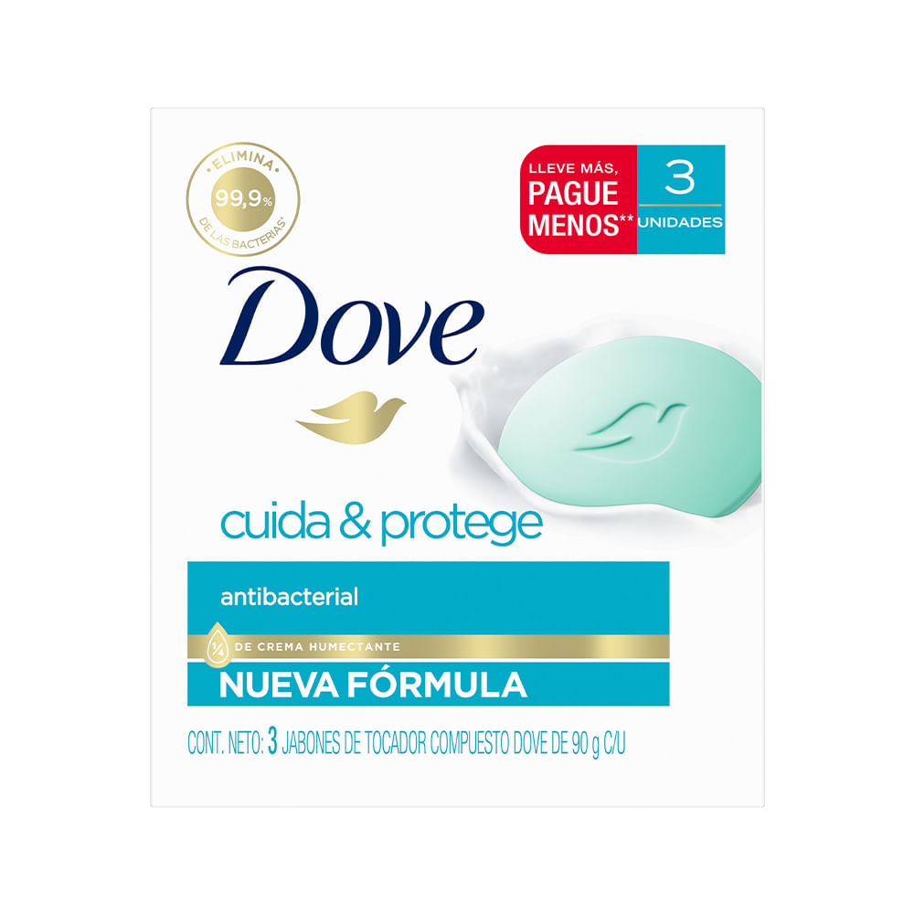 Jabón Antibacterial DOVE Barra 90g Paquete 3un