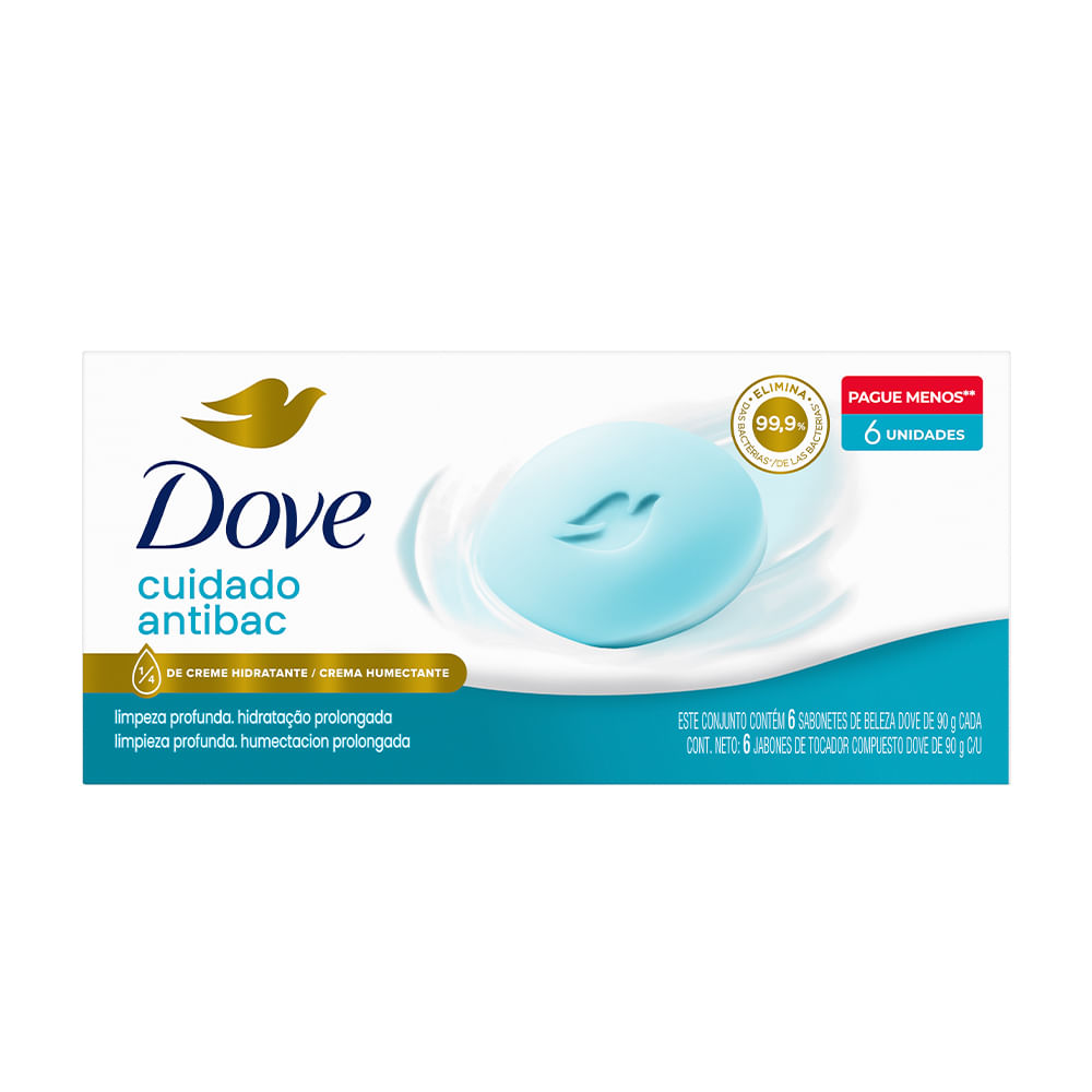 Jabón Antibacterial DOVE Barra 90g Paquete 6un