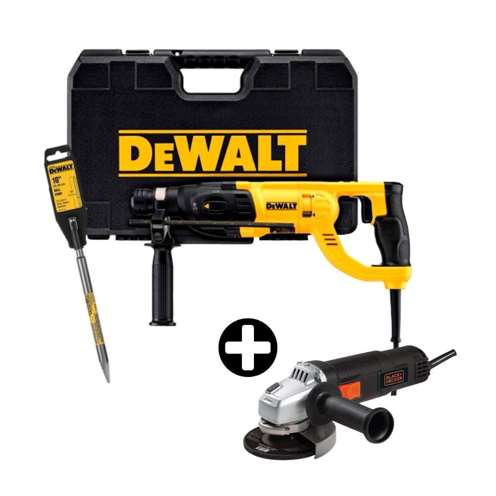 COMBO Rotomartillo SDS Plus 800W D25260K Dewalt + Amoladora BDEG820-B2C 4 1/2" 820W Black & Decker