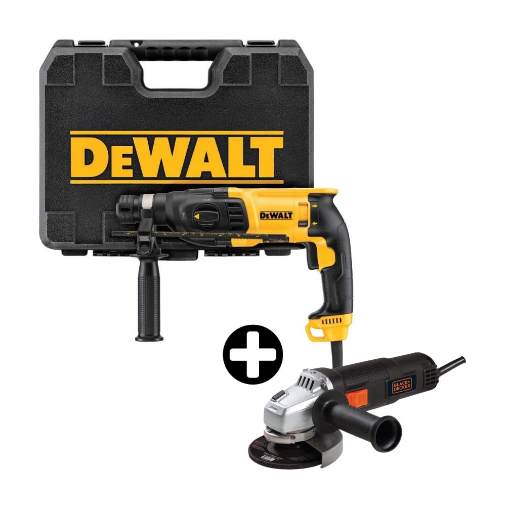 COMBO Rotomartillo Dewalt D25133K SDS Plus 800W 2.6J + Amoladora BDEG820-B2C 4 1/2" 820W Black & Decker