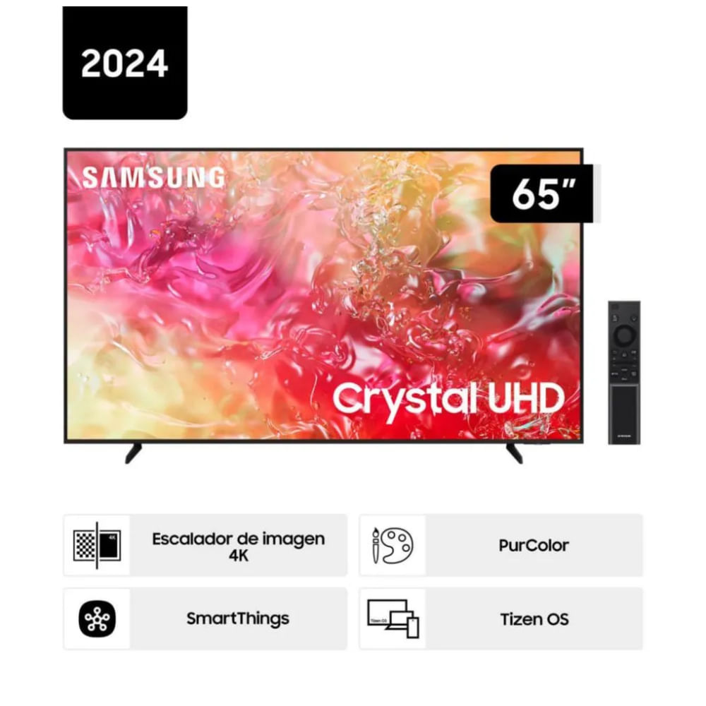 Televisor Samsung LED 65'' Crystal UHD 4K 65DU7000 Tizen OS Smart TV - Nuevo 2024