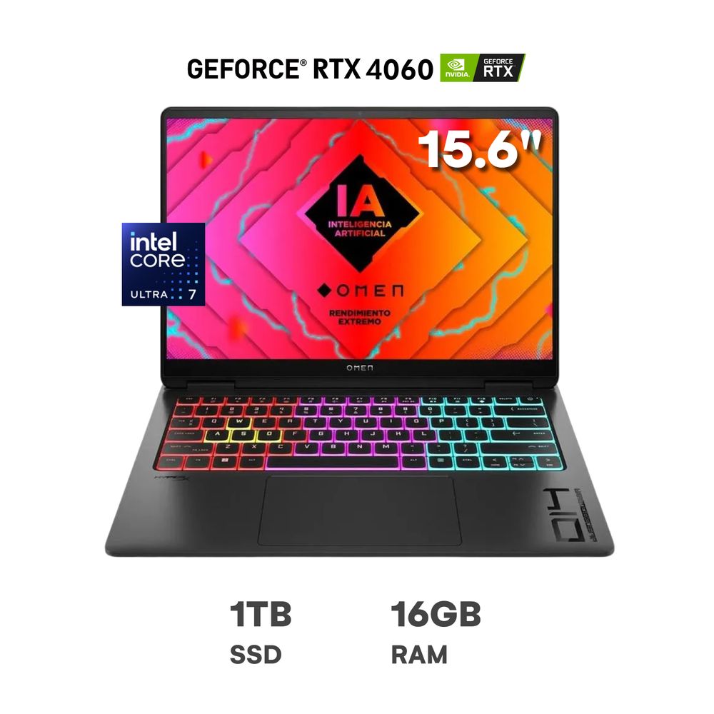 Laptop HP OMEN Transcend 14-fb0001la 14" NVIDIA® GeForce RTX™ 4060 Intel® Core™ Ultra 7 16GB RAM 1TB SSD Shadow black