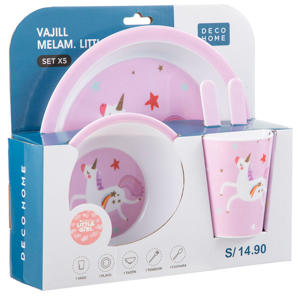 Set de Vajillas DECO HOME Melamine Littl Girl 5pzas