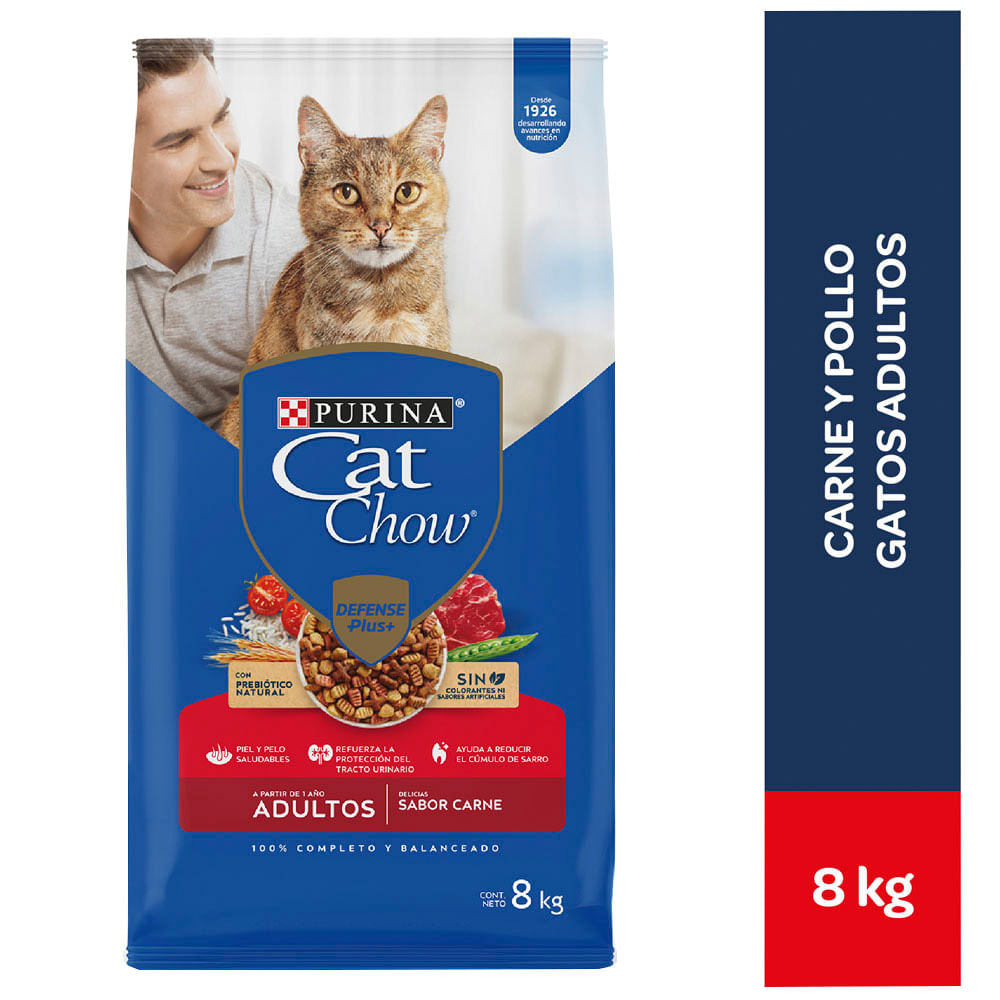 Alimento para Gatos CAT CHOW Adulto Sabor Carne en Bolsa de 8kg